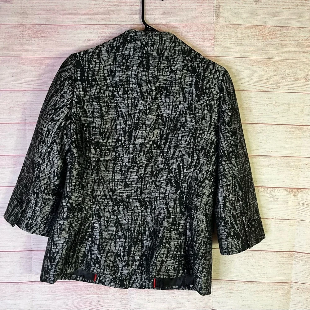 Classiques Entier Atelier Black Silver Collared 3/4‎ Sleeves Blazer Size Medium